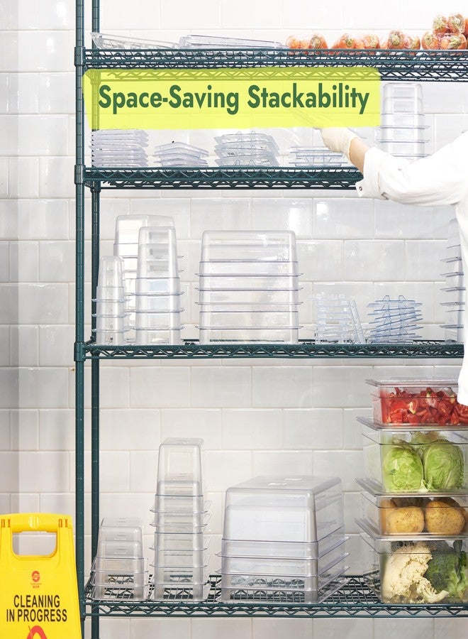 CURTA 6-Pack 1/9 Size 4" Deep NSF Polycarbonate Food Pans with Handled Lids | Dishwasher & Freezer Safe Clear Container for Prep Tables, Buffet, Salad Bar, Commercial Kitchen - Image 4